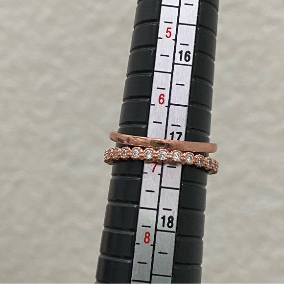 Morganite 925 Rose Gold Solitaire & Eternity Engagement Ring Set Size 7 3g - Picture 10 of 16